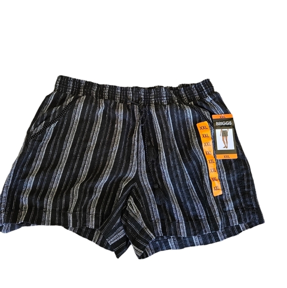 Briggs Black Stripe Linen Womens Pull On Shorts NEW - Picture 7 of 7